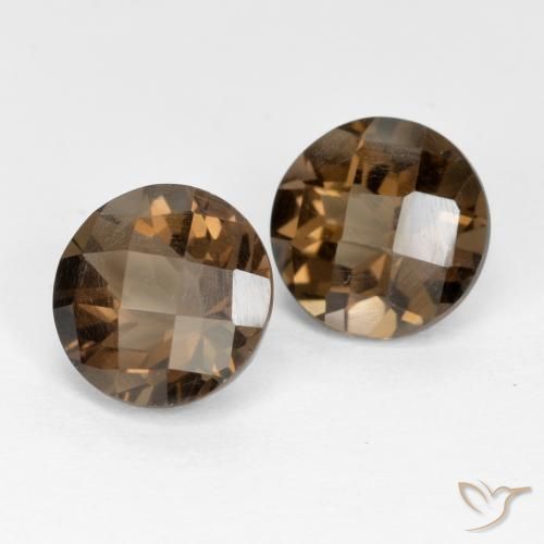 Gemas de cuarzo ahumado Marrón jengibre natural de 3.91 ct, Redondo, VVS-VS