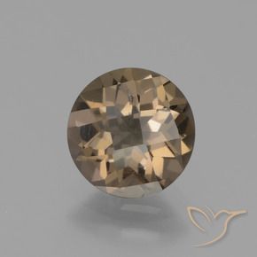 cuarzo ahumado Moca claro natural de 1.40 ct, Redondo, VS