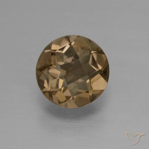 1.39ct Natural Marrón cálido cuarzo ahumado, Redondo, VVS