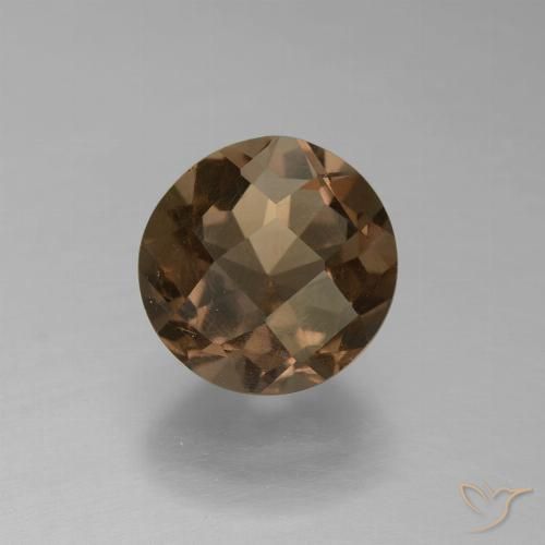 1.53ct Natural Marrón oscuro medio cuarzo ahumado, Redondo, VS