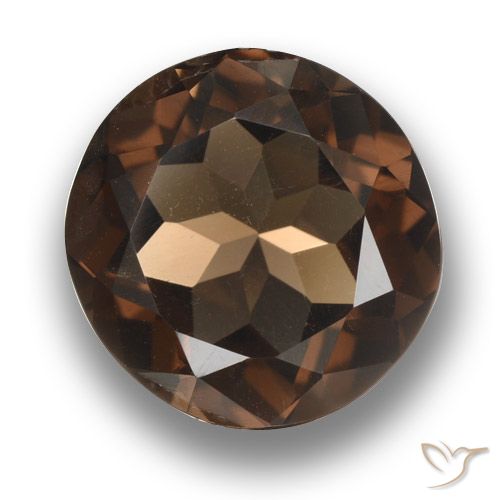 4.61ct Natural Marrón oscuro cuarzo ahumado, Redondo, VVS