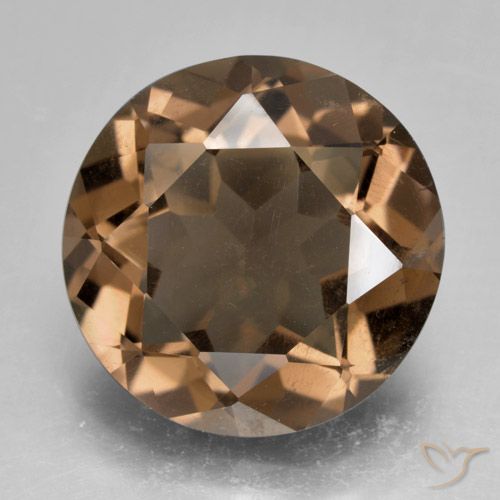 8.88ct Natural Marrón cálido cuarzo ahumado, Redondo, VS