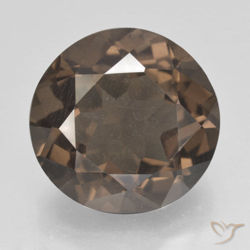11.46ct Natural Marrón oscuro medio cuarzo ahumado, Redondo, VS
