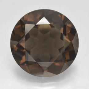 Cuarzo Ahumado Marrón oscuro natural de 11.91 ct, Corte Redondo, VVS-VS