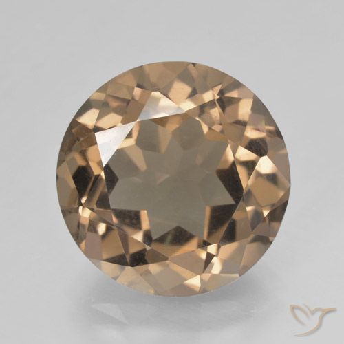 10.48ct Natural Marrón claro medio cuarzo ahumado, Redondo, VS
