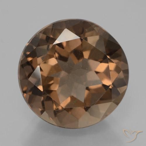 7.40ct Natural Marrón medio cuarzo ahumado, Redondo, VS