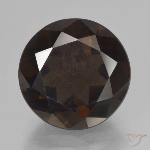 6.63ct Natural Marrón oscuro cuarzo ahumado, Redondo, VVS-VS