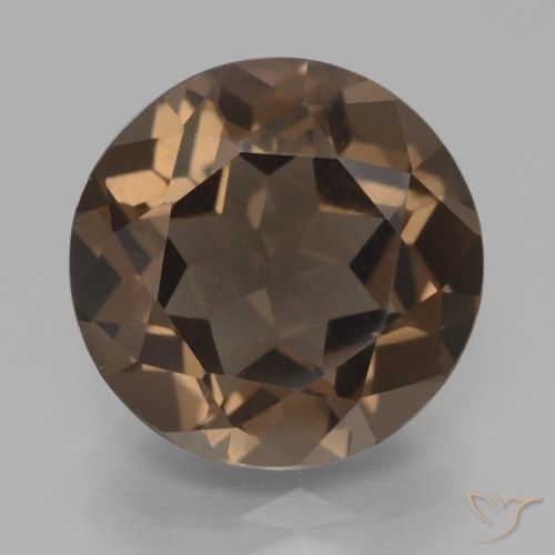 6.55ct Natural Marrón oscuro medio cuarzo ahumado, Redondo, VVS-VS