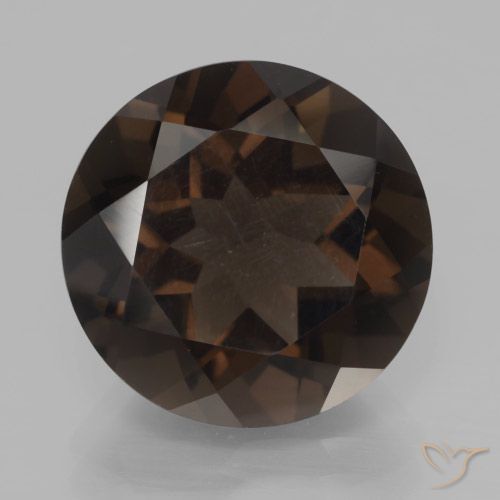 8.32ct Natural Marrón chocolate intenso cuarzo ahumado, Redondo, VVS-VS