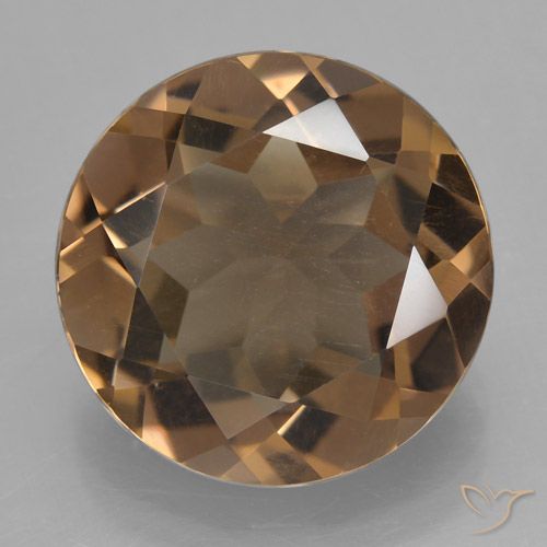 7.62ct Natural Marrón cálido cuarzo ahumado, Redondo, VS