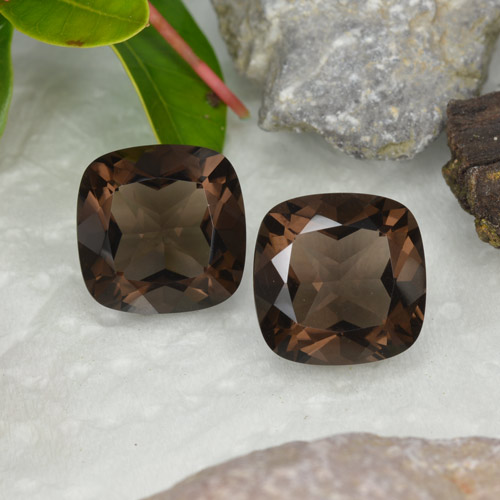 Gemas de cuarzo ahumado marrón natural de 13,21 ct, corte cojín, VVS-VS