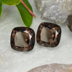 Gemas de cuarzo ahumado marrón natural de 13,21 ct, corte cojín, VVS-VS