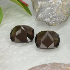 Gemas de cuarzo ahumado marrón natural de 13,21 ct, corte cojín, VVS-VS