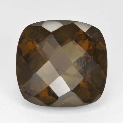 Cuarzo Ahumado Marrón oscuro natural de 22.52 ct, Corte Cojín, VVS-VS