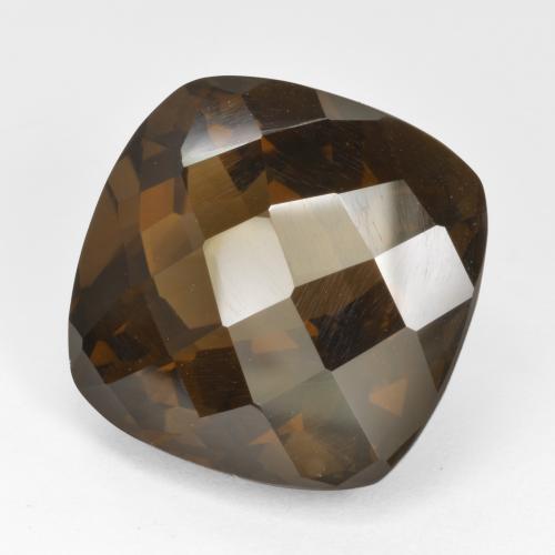 Cuarzo Ahumado Marrón oscuro natural de 22.52 ct, Corte Cojín, VVS-VS
