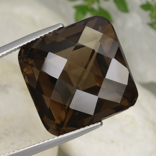 Cuarzo Ahumado Marrón rojizo natural de 26.50 ct, corte esmeralda, VVS-VS