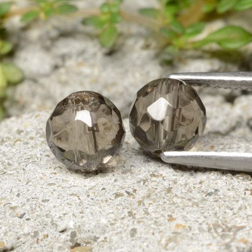 Gemas de cuarzo ahumado marrón natural de 2,90 ct, esfera / bola, transparente