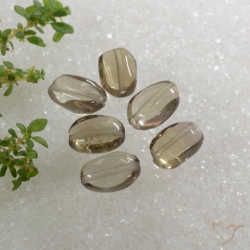 Gemas de cuarzo ahumado marrón natural de 6,14 ct, corte óvalo, transparente