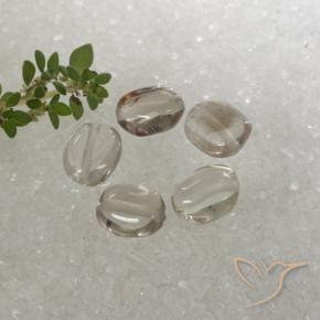 Gemas de cuarzo ahumado Marrón muy claro natural de 4.70 ct, Ovalada, Transparente