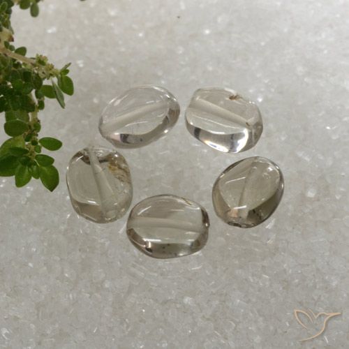 5.89ctw Natural Blanco amarronado cuarzo ahumado, Ovalada, Transparente