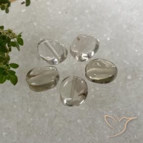 Gemas de cuarzo ahumado Blanco amarronado natural de 5.89 ct, Ovalada, Transparente