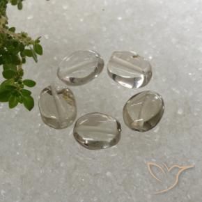 Gemas de cuarzo ahumado Blanco amarronado natural de 5.89 ct, Ovalada, Transparente