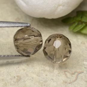 Gemas de cuarzo ahumado marrón natural de 2,88 ct, esfera / bola, transparente