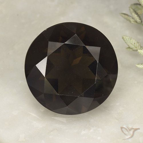 13.80ct Natural Marrón chocolate intenso cuarzo ahumado, Redondo, VVS