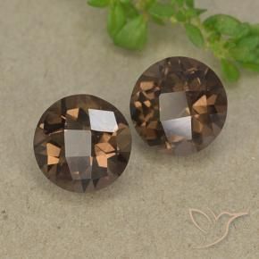 Gemas de cuarzo ahumado Marrón nogal natural de 3.27 ct, Redondo, VVS-VS