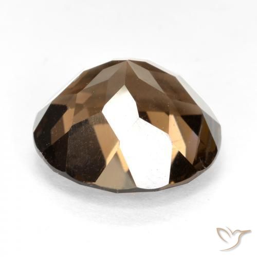 cuarzo ahumado Marrón oscuro medio natural de 6.46 ct, Redondo, VS