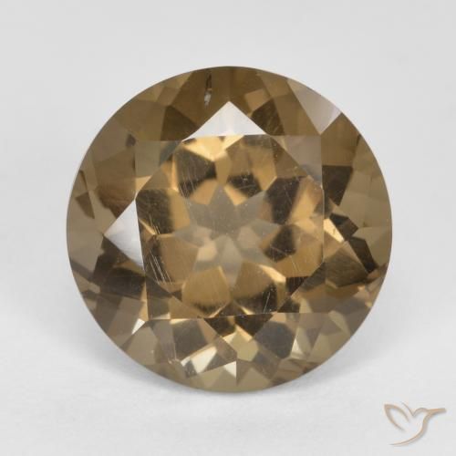 Cuarzo ahumado marrón natural de 5,78 ct, corte redondo, VVS