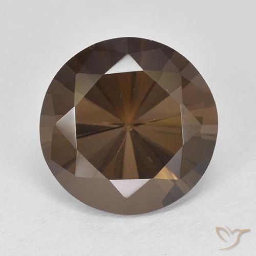 Cuarzo Ahumado Marrón oscuro natural de 4.72 ct, Corte Redondo, VVS-VS