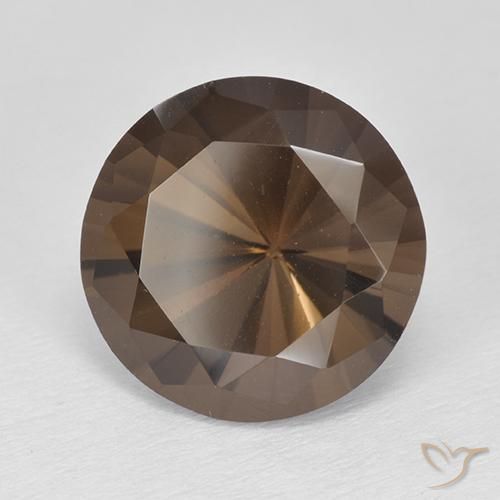 Cuarzo Ahumado Marrón oscuro natural de 4.72 ct, Corte Redondo, VVS-VS