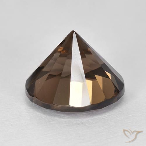 Cuarzo Ahumado Marrón oscuro natural de 4.72 ct, Corte Redondo, VVS-VS
