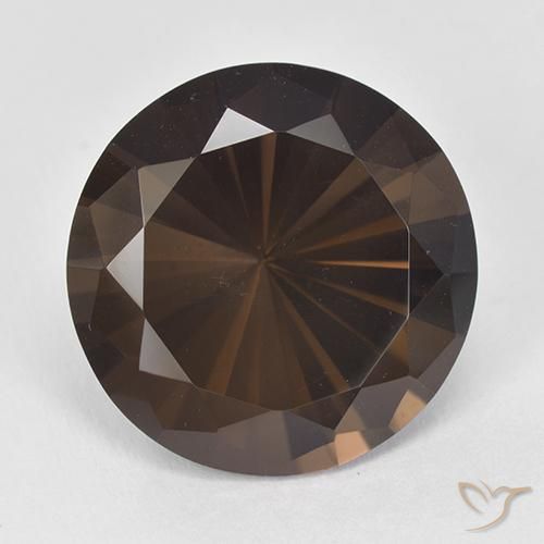 11.19ct Natural Marrón oscuro cuarzo ahumado, Redondo, VVS-VS