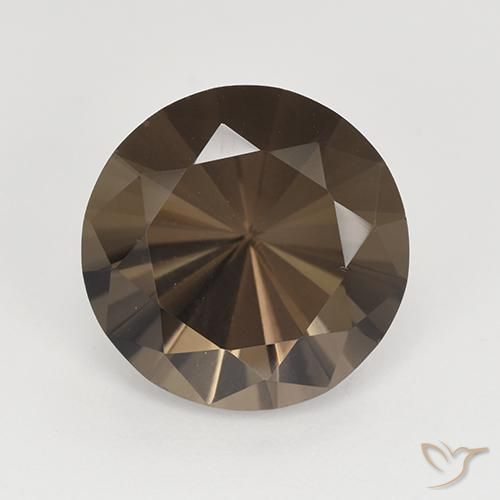 Cuarzo Ahumado Marrón oscuro natural de 6.07 ct, Corte Redondo, VVS