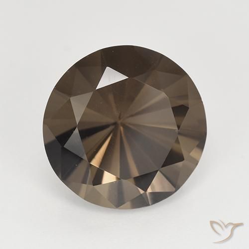 Cuarzo Ahumado Marrón oscuro natural de 6.07 ct, Corte Redondo, VVS
