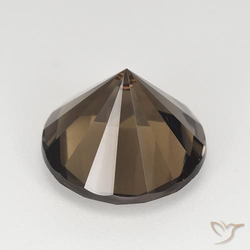 Cuarzo Ahumado Marrón oscuro natural de 6.07 ct, Corte Redondo, VVS