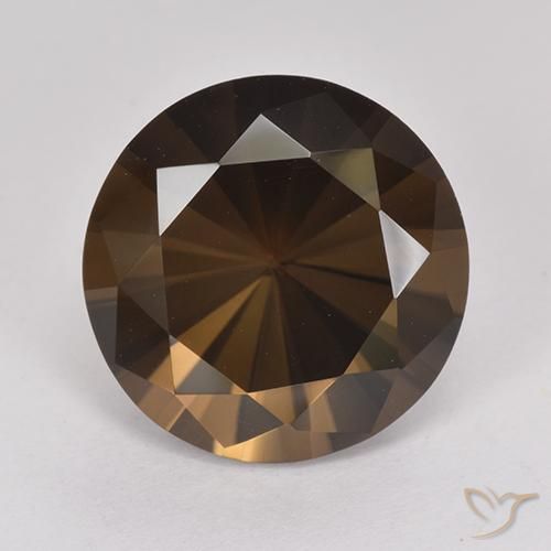 6.67ct Natural Marrón oscuro medio cuarzo ahumado, Redondo, VVS