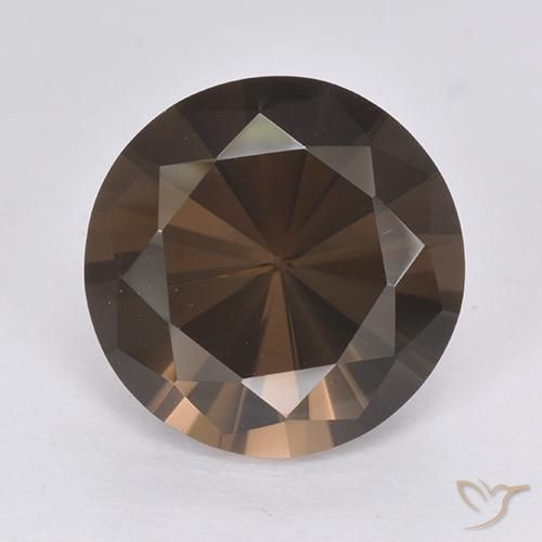 6.60ct Natural Marrón oscuro cuarzo ahumado, Redondo, VVS-VS
