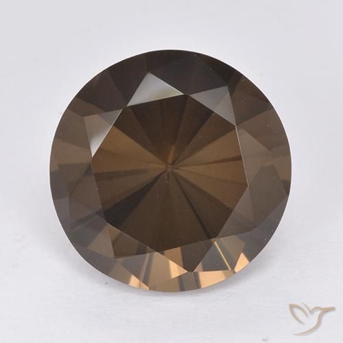 7.30ct Natural Marrón oscuro cuarzo ahumado, Redondo, VVS-VS
