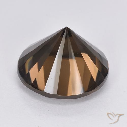 cuarzo ahumado Marrón oscuro natural de 10.15 ct, Redondo, VVS-VS