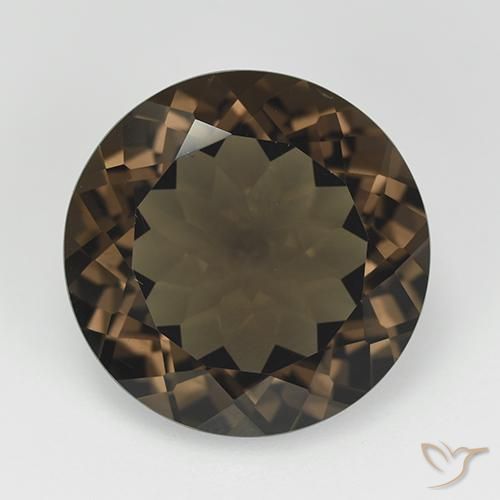 11.40ct Natural Marrón medio cuarzo ahumado, Redondo, VVS