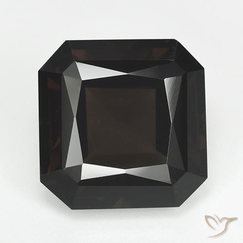 14.30ct Natural Marrón oscuro cuarzo ahumado, corte esmeralda, VVS