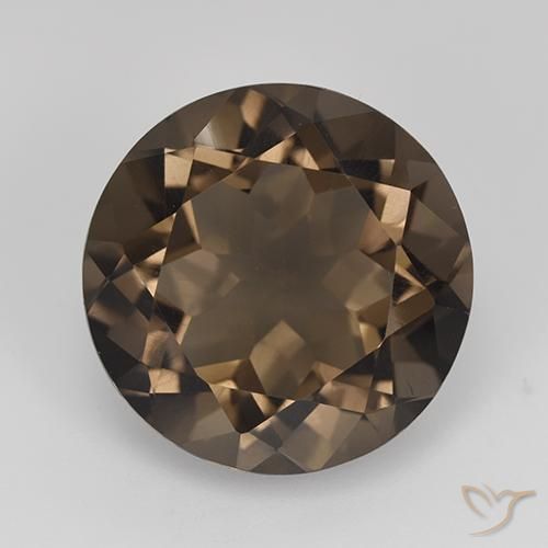 13.03ct Natural Marrón oscuro medio cuarzo ahumado, Redondo, VVS-VS