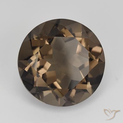 cuarzo ahumado Marrón oscuro medio natural de 13.03 ct, Redondo, VVS-VS