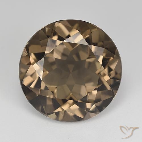 12.79ct Natural Marrón oscuro medio cuarzo ahumado, Redondo, VVS-VS