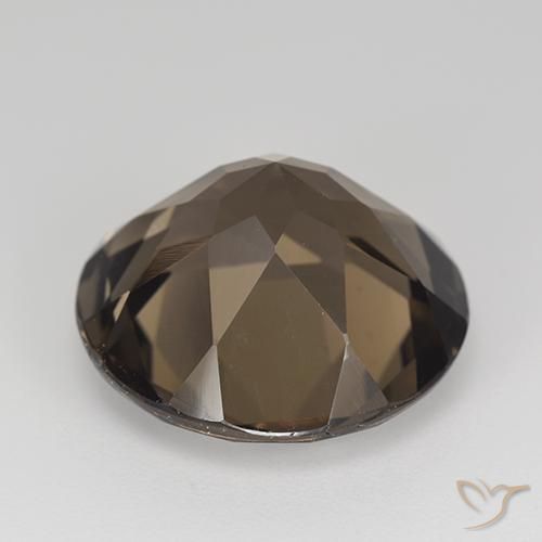 cuarzo ahumado Marrón oscuro medio natural de 12.79 ct, Redondo, VVS-VS