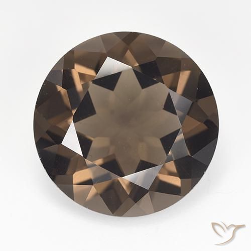 Cuarzo Ahumado Marrón nogal natural de 15.70 ct, Corte Redondo, VVS-VS