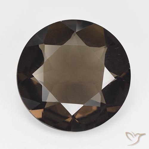 Cuarzo ahumado marrón sombra natural de 12,76 ct, corte redondo, VVS-VS